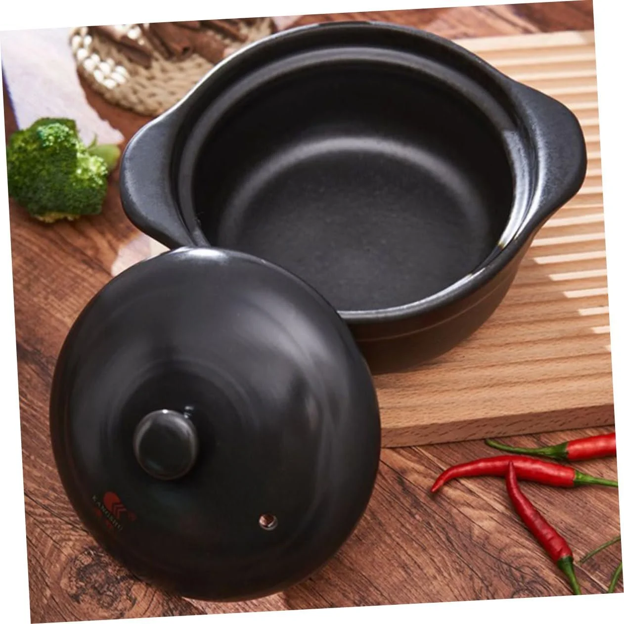 Кастрюля для тушения SOIMISS керамическая с крышкой и двойными ручками 1.26 л, фото №6