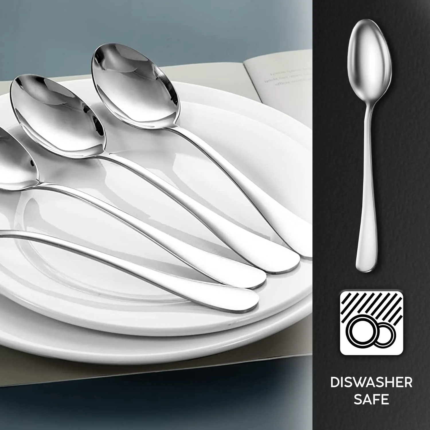 Ложки для супу з нержавіючої сталі Набір 24 шт. Дзеркально поліровані, фото №9