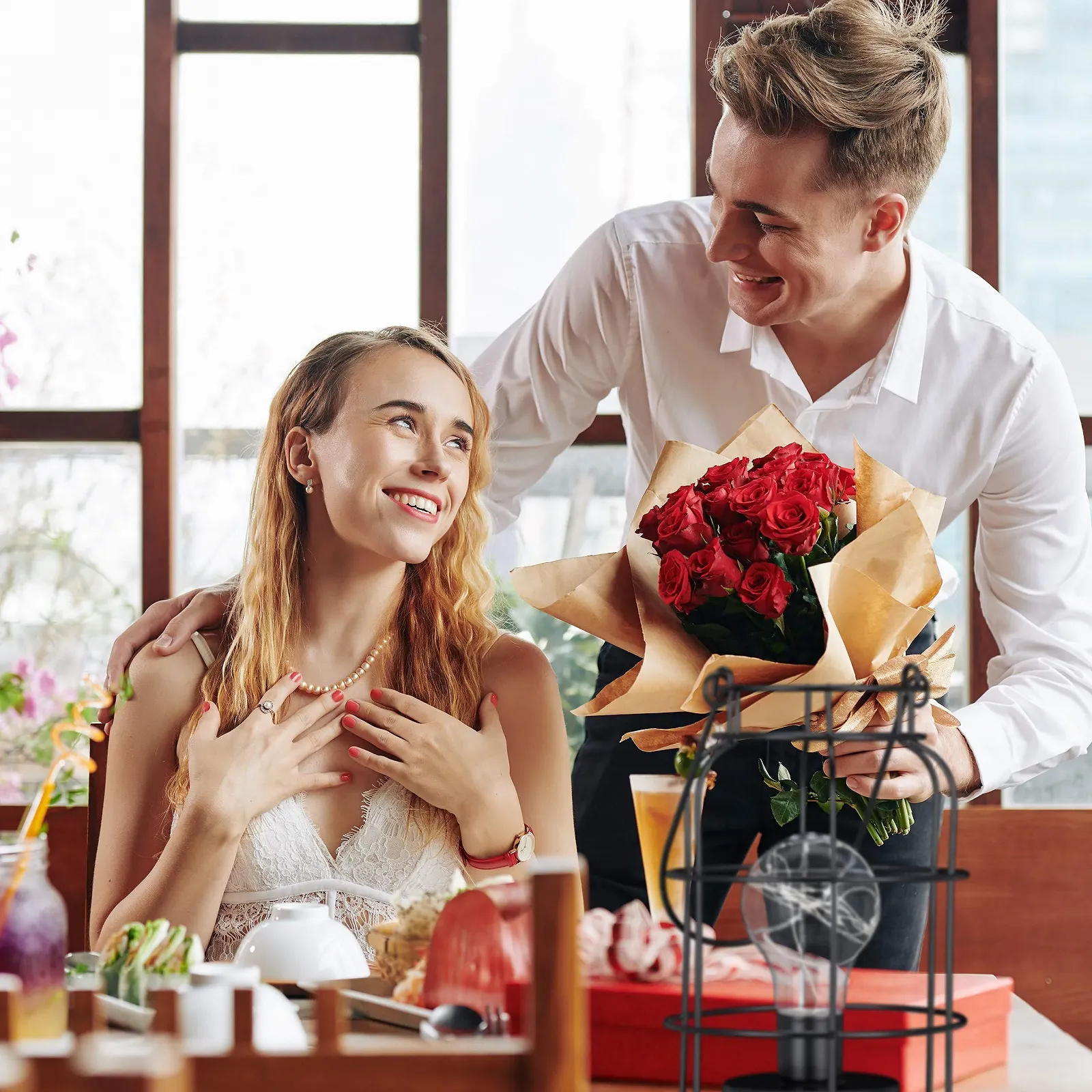 Настільна лампа Relaxdays Vintage Решітчаста LED Теплий білий Батарейка Чорна, фото №3