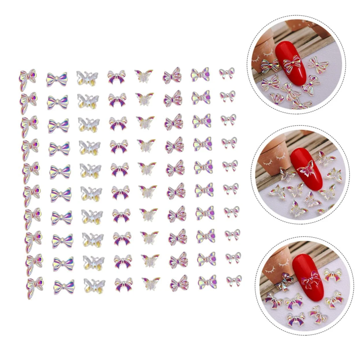 Украшение для ногтей MERRYHAPY 80 шт., изготовленное из смолы, украшение для ногтей, наклейки для ногтей со стразами, украшение для ногтей со стразами, подвески для ногтей, DIY для ногтей, бабочки, фото №5