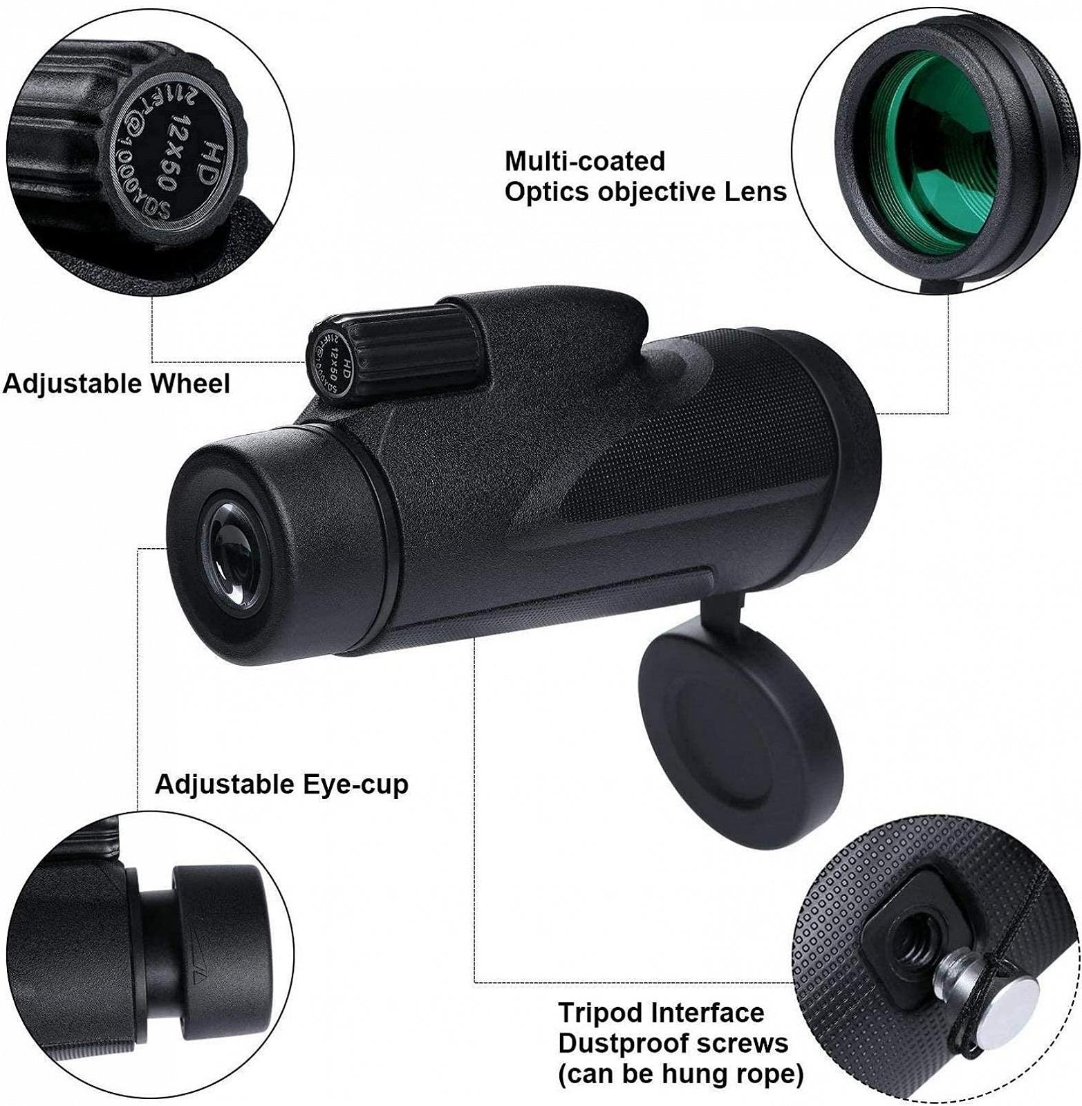 Монокуляр HD 12x50 Водонепроникний Противотуманний Ударостійкий, фото №4 Монокуляр HD 12x50 Водонепроникний Противотуманний Ударостійкий, фото №4