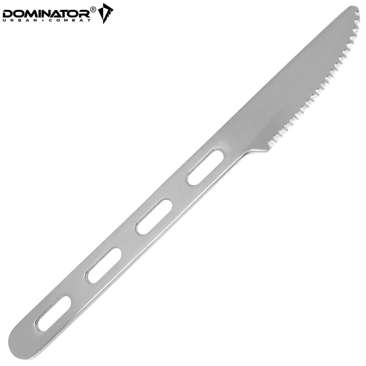 Набор посуды DOMINATOR URBAN COMBAT туристический набор 3 части нож вилка ложка нержавеющая сталь с карабином серебряный, фото №4