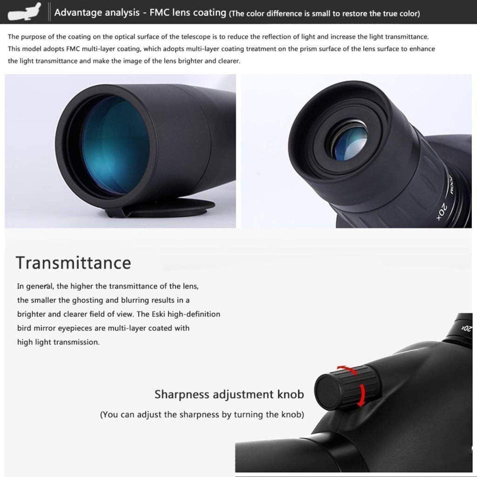 Телескоп ZGJYSP High Definition Night Vision Single Telescope 20-60X, фото №4