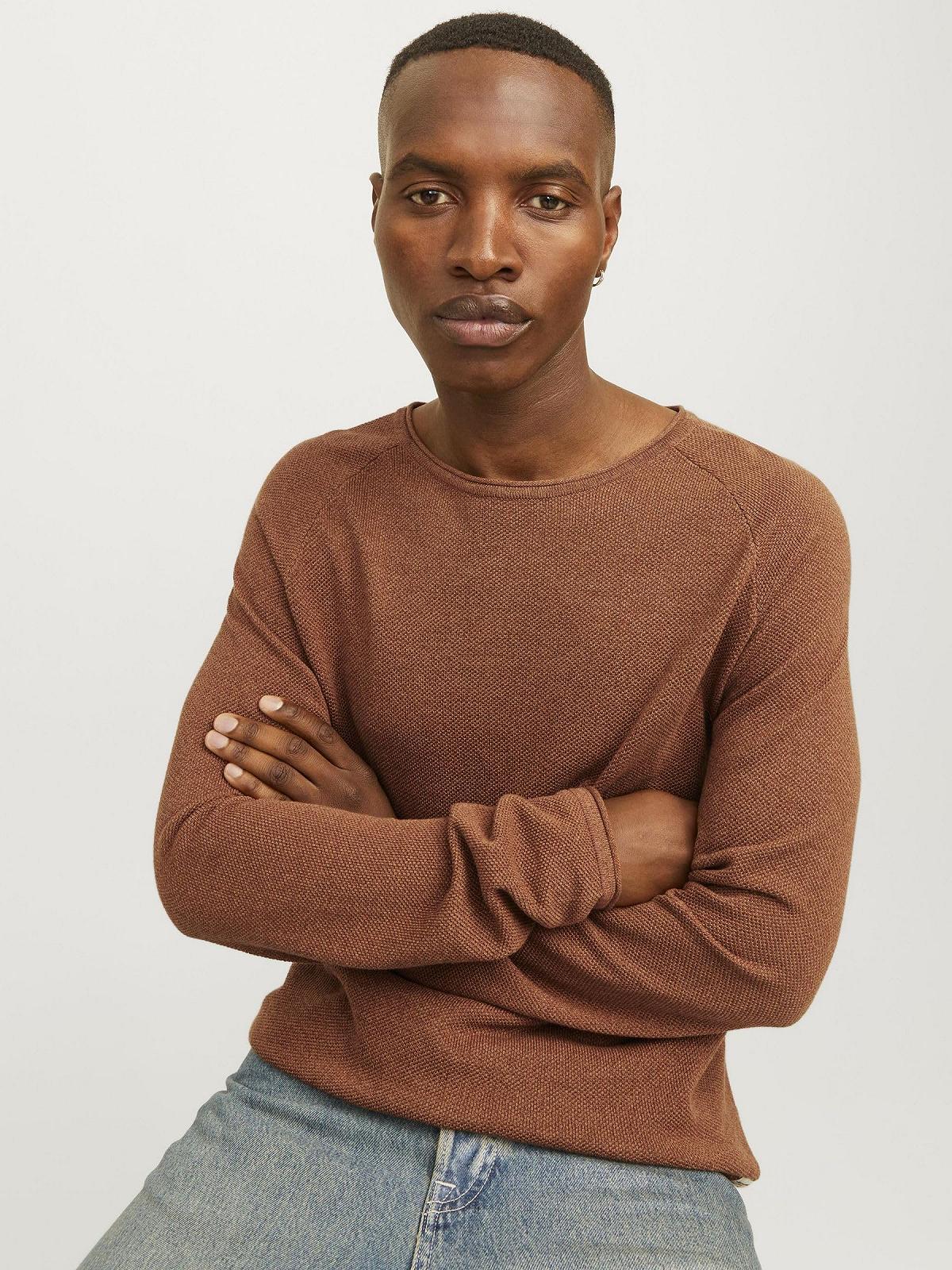 Джемпер JACK & JONES JJEHILL Мужской Вязаный С круглым вырезом Базовый С длинным рукавом, фото №7