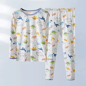 Пижама Динозавр Хлопковый комплект детской пижамы С мультяшным принтом Двухкомпонентная synthetic.ua - Фото 1