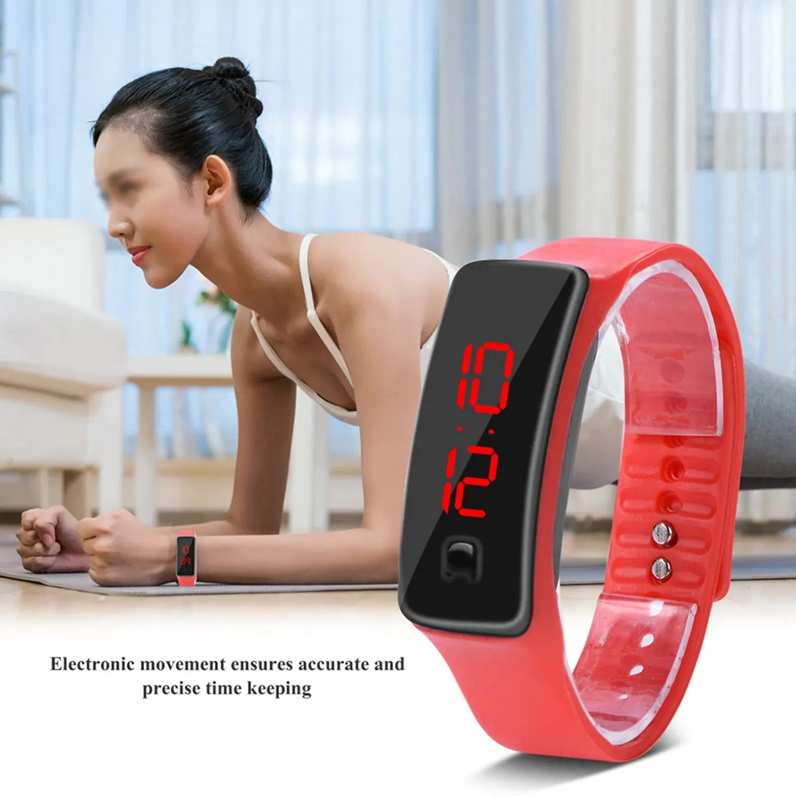 LED Годинник з силіконовим спортивним ремінцем Водонепроникний Цифровий 12-годинний циферблат, фото №6 LED Годинник з силіконовим спортивним ремінцем Водонепроникний Цифровий 12-годинний циферблат, фото №6