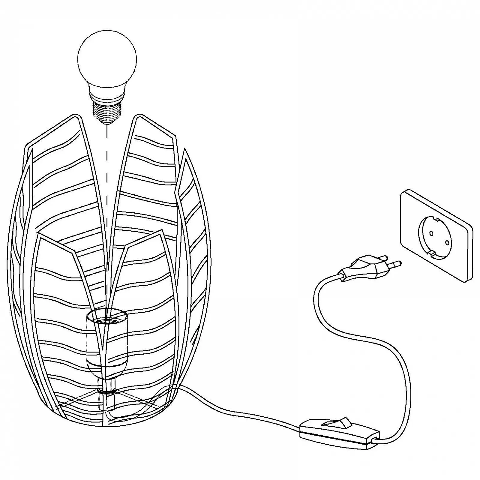 Настільна лампа EGLO Mongu 1 вінтажна рафія сталь натуральна чорна E27, фото №4