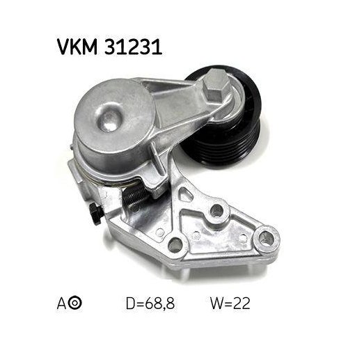 Натяжитель ремня, поликлиновой ремень SKF VKM 31231 для AUDI FORD SEAT SKODA VW, средний, фото №2