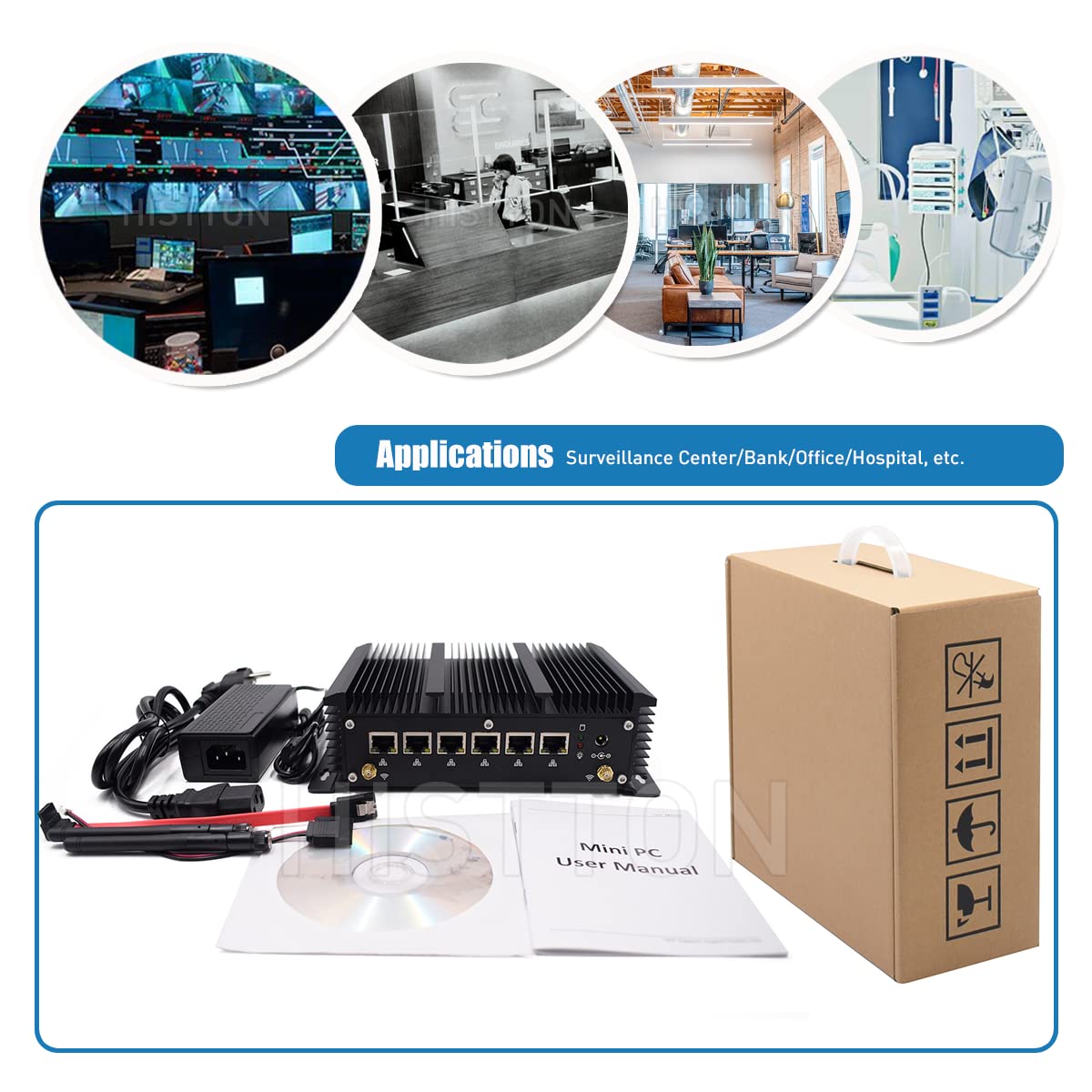 Mini ПК HISTTON Firewall Router RS232 COM/HD-MI 6 NIC 2.5GbE Core i3-8140U 8GB DDR4 128GB SSD, фото №7