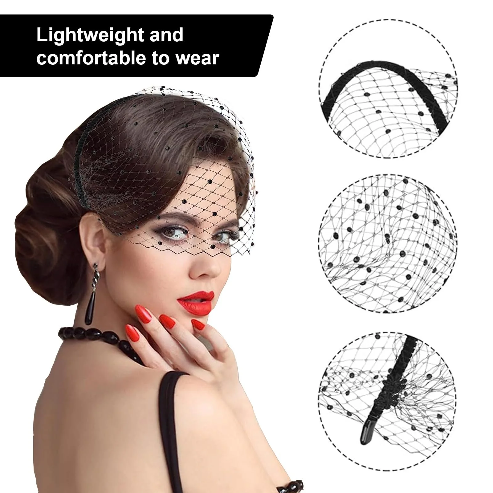 Обруч Fascinator Вуаль Сетка, фото №3