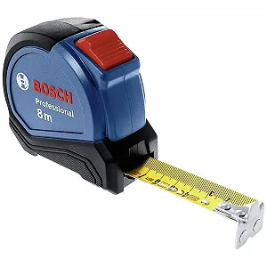 Рулетка Bosch Professional Autlock 8 м (Управління однією рукою, затискач для ременя, магнітний гачок, 2 стоп-кнопки, нейлонова сталева стрічка 27 мм) - Фото 1
