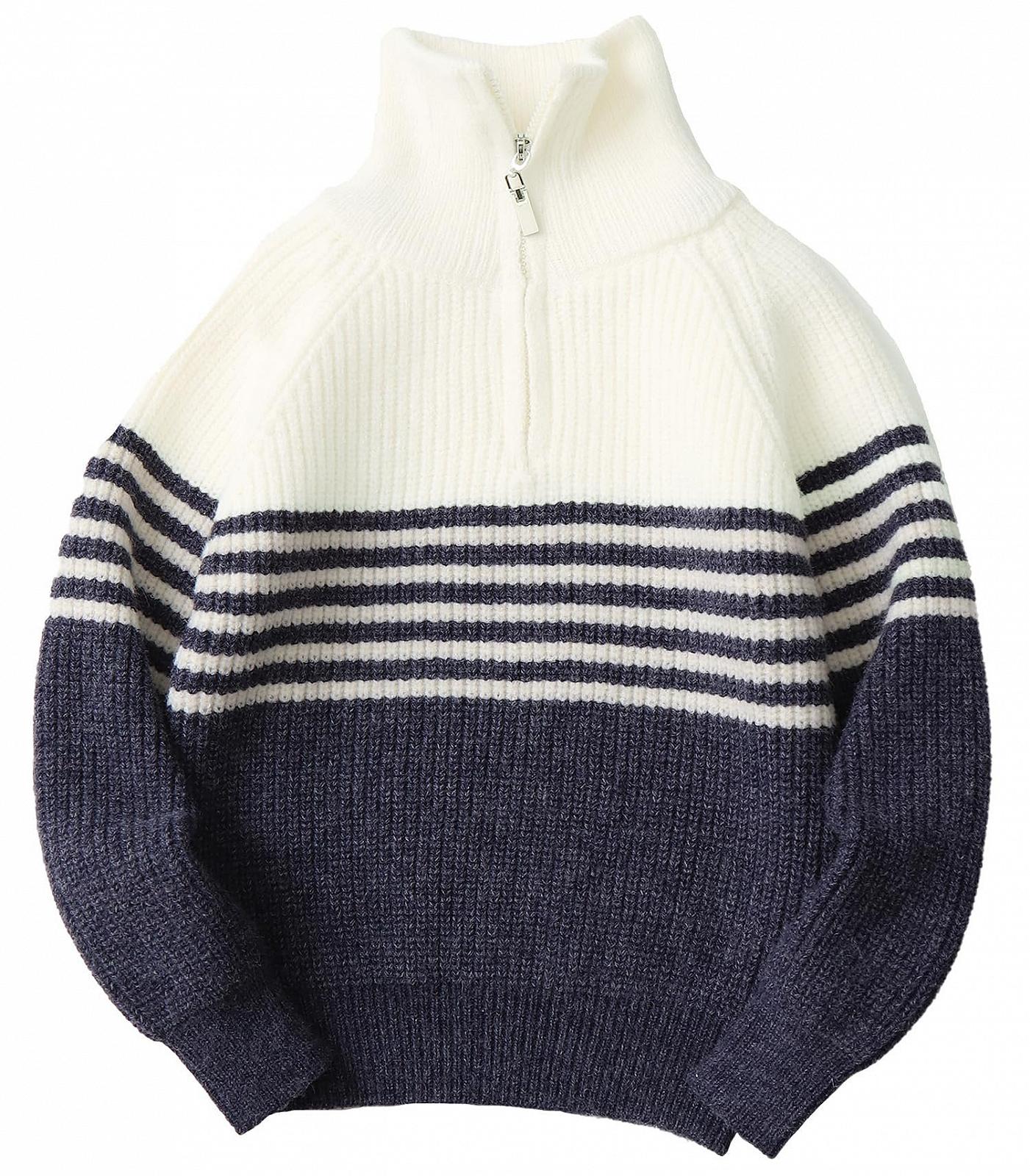Джемпер Happy Cherry Вязаный в полоску Зимний для мальчиков Водолазка Длинный рукав 120-170 см, фото №1