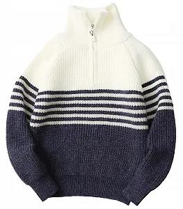 Джемпер Happy Cherry Вязаный в полоску Зимний для мальчиков Водолазка Длинный рукав 120-170 см - Фото 1