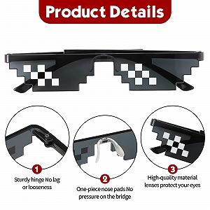 Сонцезахисні окуляри Unisex Fiada 8 Bit Pixel Mosaic Glasses UV Protection Player synthetic.ua - Фото 1