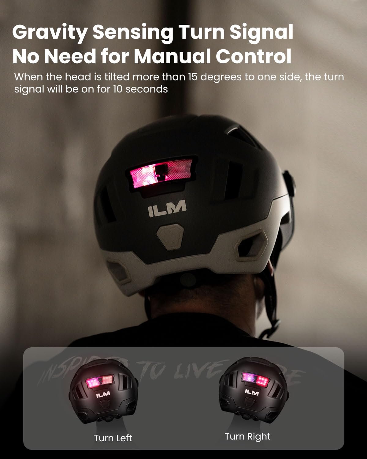 Шлем велосипедный ILM Smart с козырьком, тормозным LED-сигналом и датчиком освещенности, фото №4