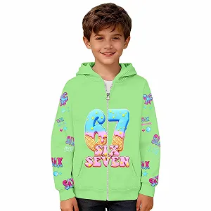 Толстовка для мальчиков Удобная детская толстовка Модная толстовка для девочек Зимняя теплая Милый лед 67 Принт Пуловер Толстовка для детей Повседневная модная флисовая куртка Рубашка с длинными рукавами - Фото 1