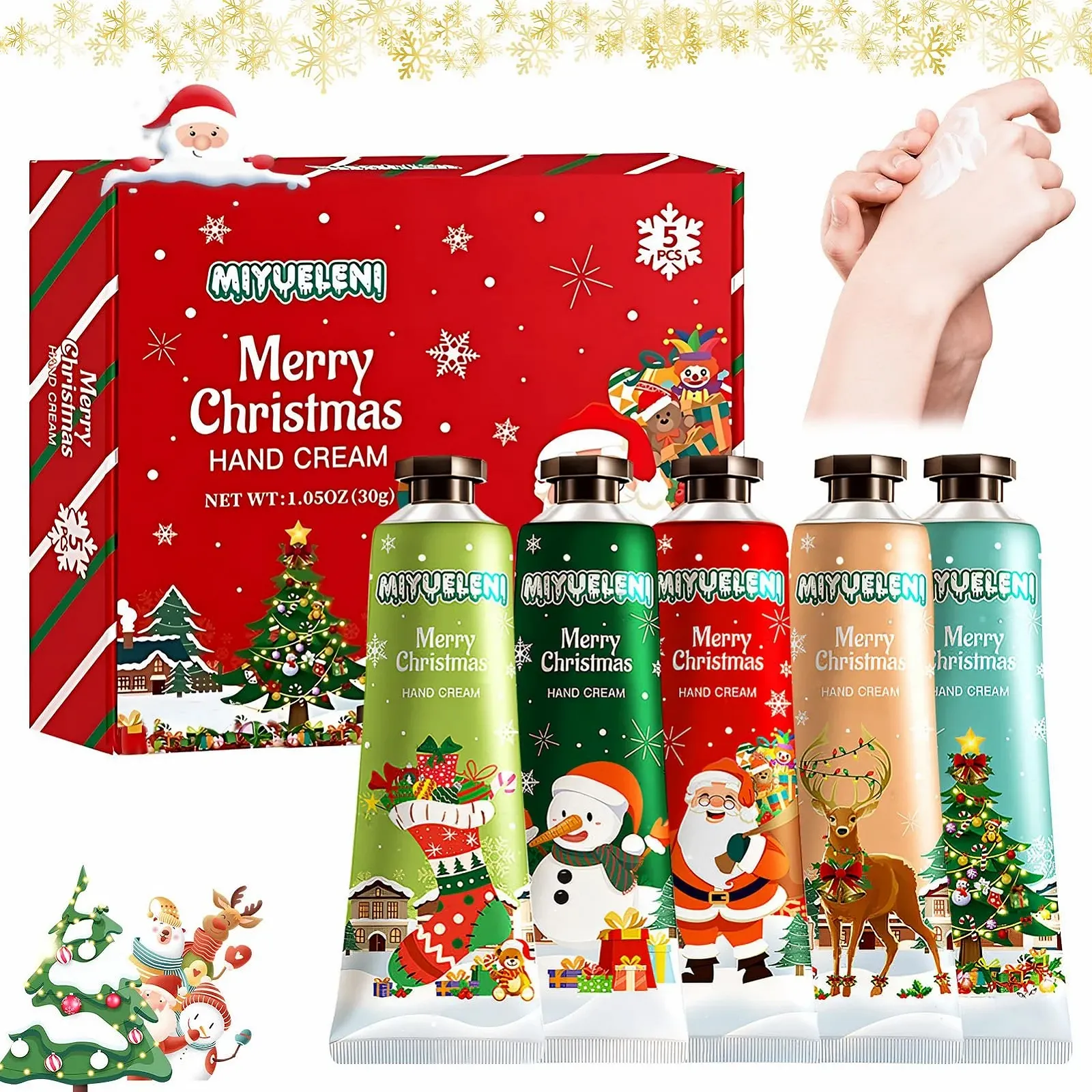 Крем для рук Різдвяний набір 5 шт Mini Hand Cream Set, фото №1