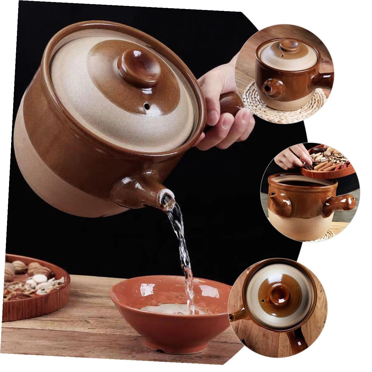 Горщик для тушкування керамічний з кришкою китайський, фото №8