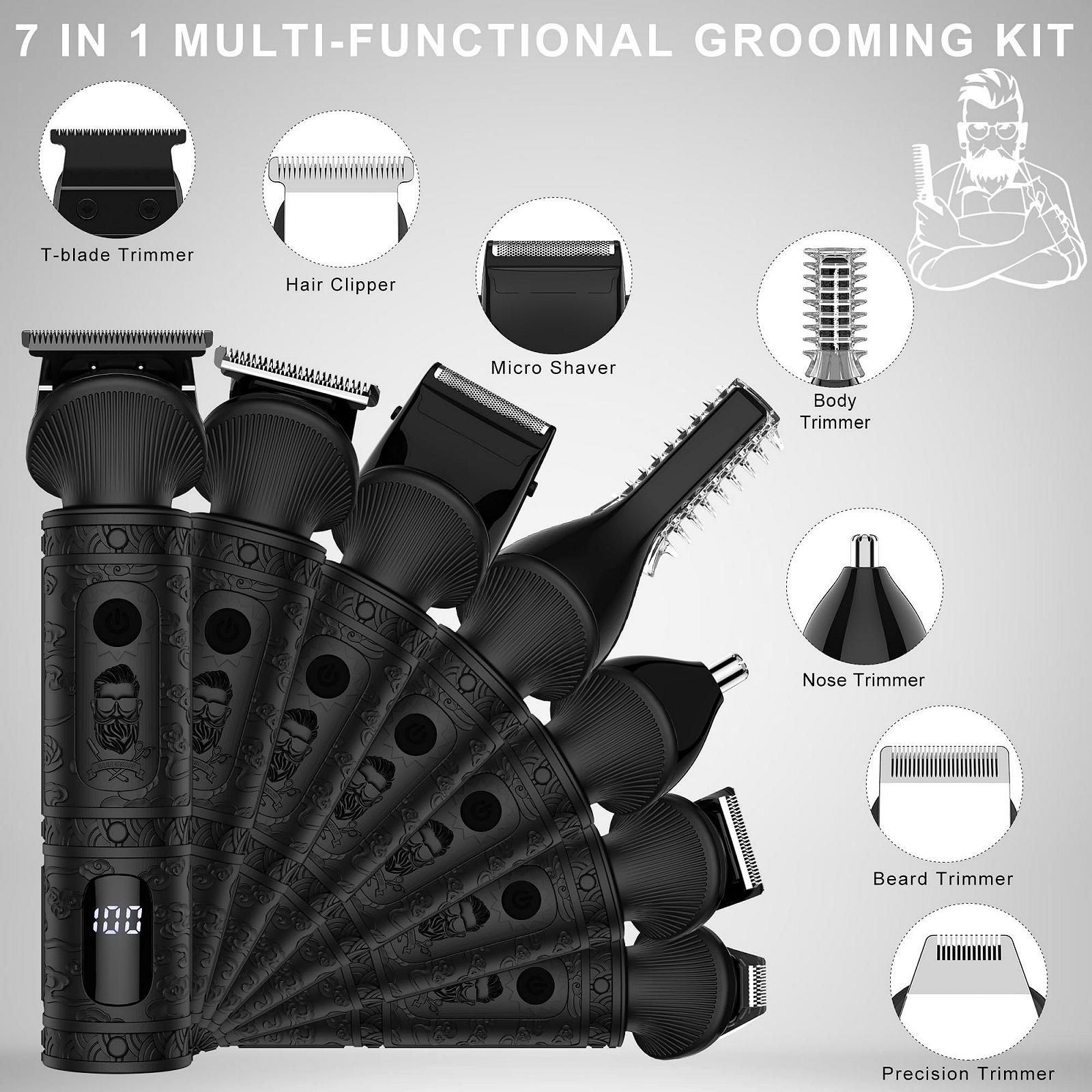 Триммер для бороды Scttomon Professional 7 в 1 аккумуляторный Черный, фото №2