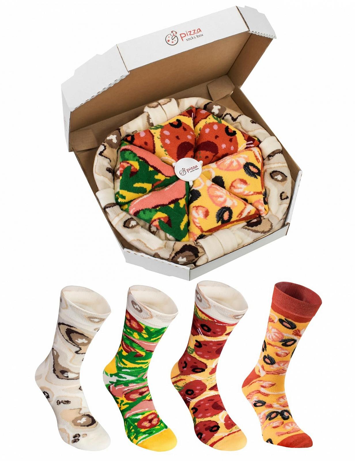 Шкарпетки Unisex Rainbow Socks Pizza Box Seafood Pepperoni Italian - 4 пари, фото №1