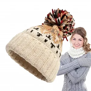 Різнокольорова шапка з помпоном Зимова шапка з помпоном synthetic.ua - Фото 1