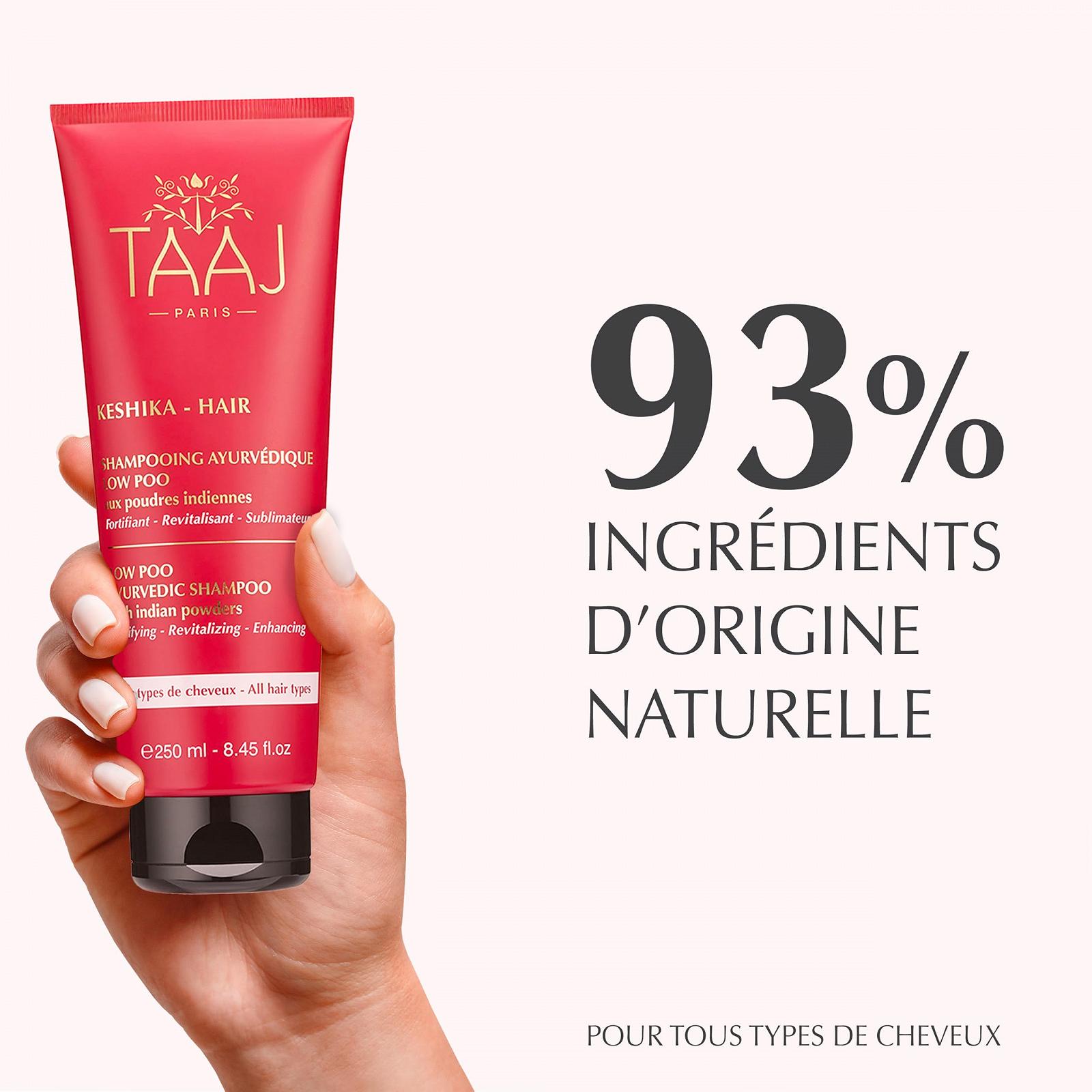 Шампунь TAAJ Keshika Очищуючий Детокс очищує Зміцнює і стимулює Для свіжого і м'якого волосся Жирне волосся 90% інгредієнтів натурального походження Веганський 250 мл, фото №4