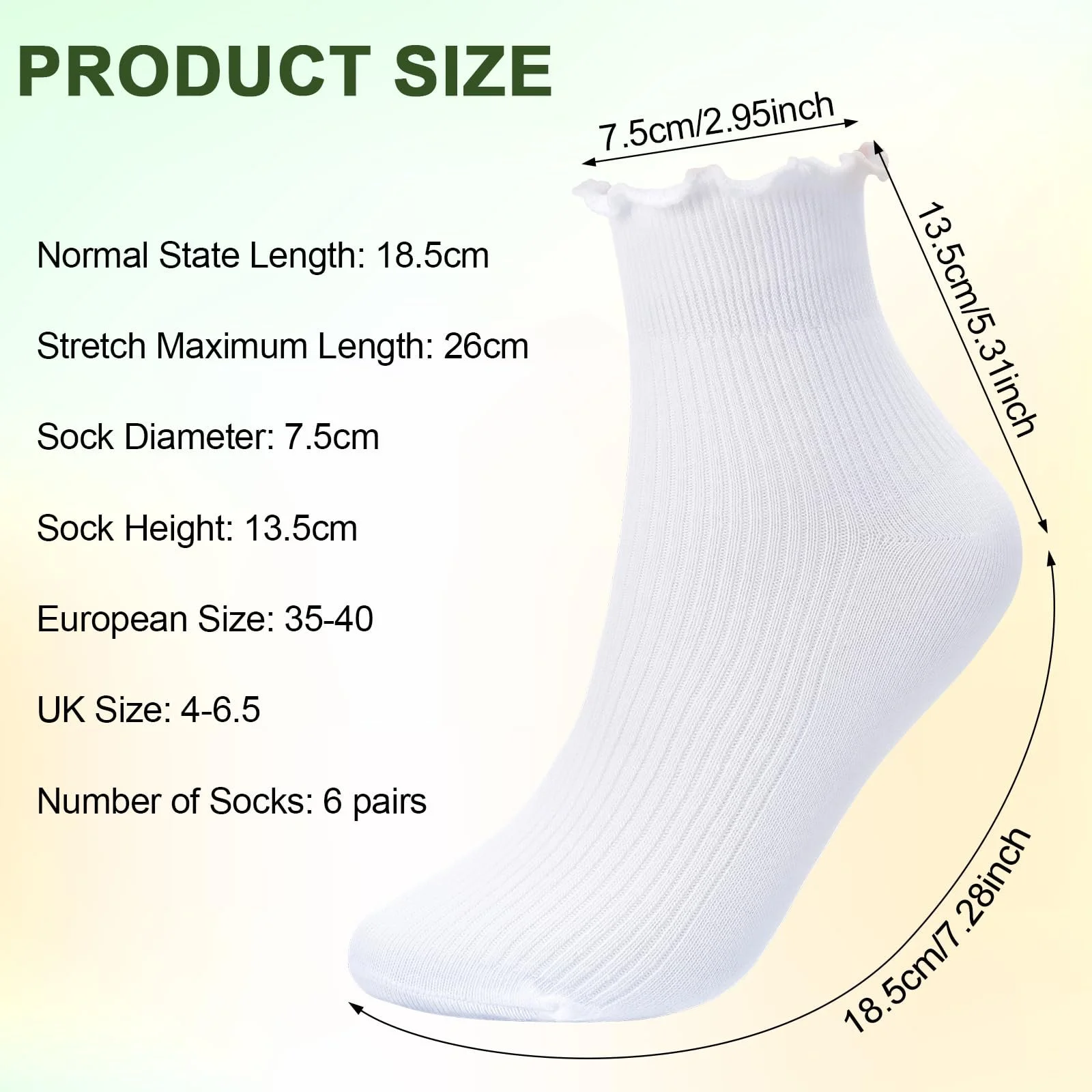 Шкарпетки з рюшами Жіночі Білі (6 пар), фото №4 Шкарпетки з рюшами Жіночі Білі (6 пар), фото №4