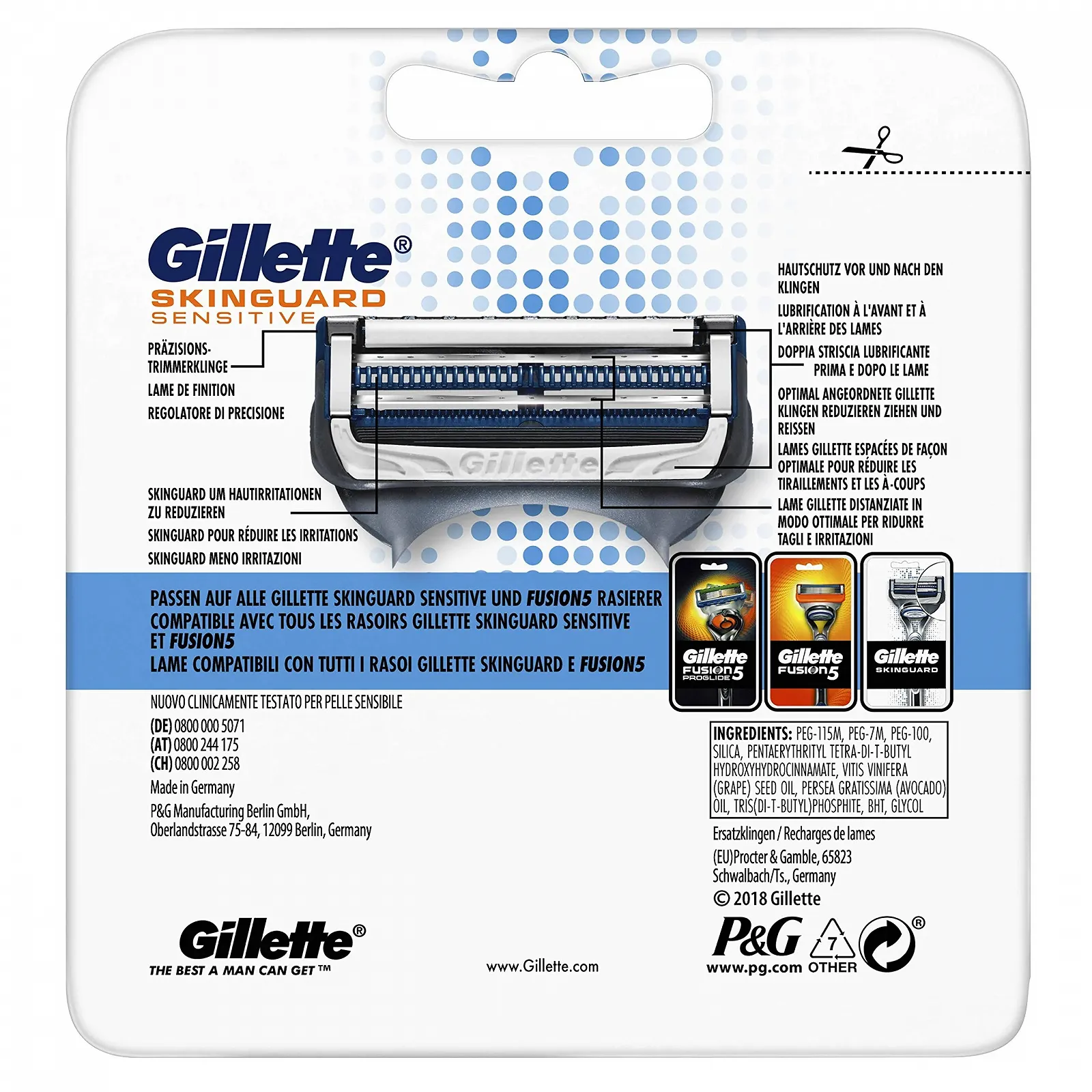 Сменные кассеты для бритья Gillette SkinGuard Sensitive 5 шт., фото №8 Сменные кассеты для бритья Gillette SkinGuard Sensitive 5 шт., фото №8