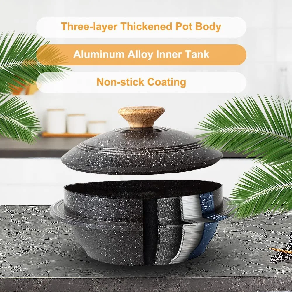 Каструля корейська 2.3 л 20 см з кришкою Чорна, фото №2