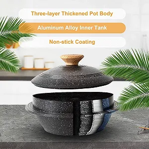 Каструля корейська 2.3 л 20 см з кришкою Чорна synthetic.ua - Фото 1