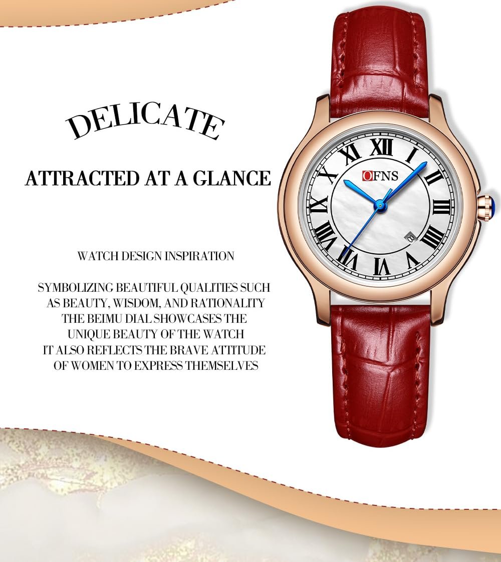 Женские Кварцевые Часы Forrader Classic Business, Ремешок из нержавеющей стали, Натуральная Кожа, Элегантные Римские Цифры, Календарь, фото №5