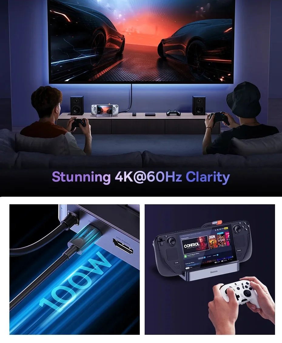 Док-станція Baseus 6в1 GamerX 100W для Steam Deck, ROG Ally, Nintendo, X Legion, фото №7