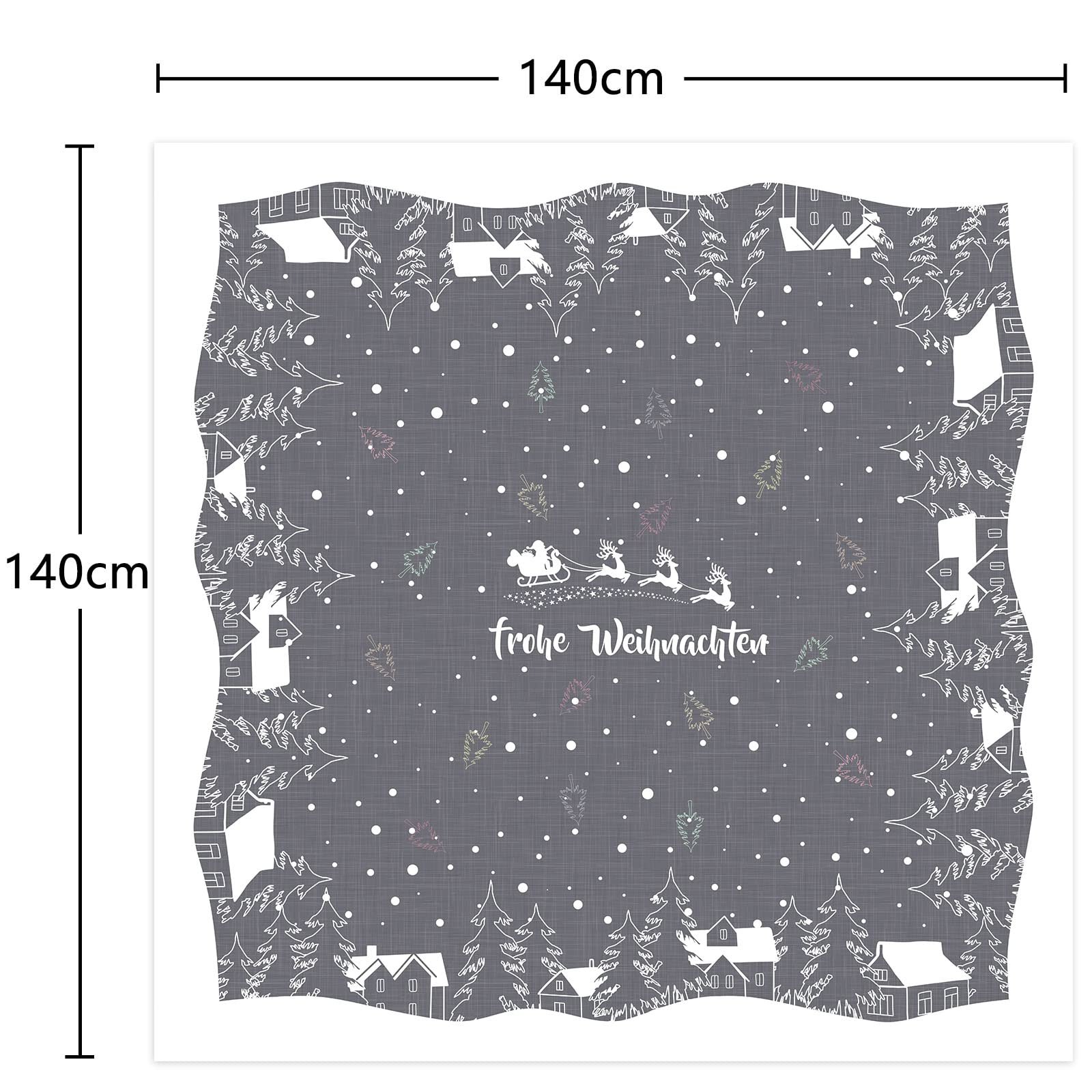 Скатертина Christmas 140 x 140 см White Grey Square Waterproof Washable Polyester, фото №5