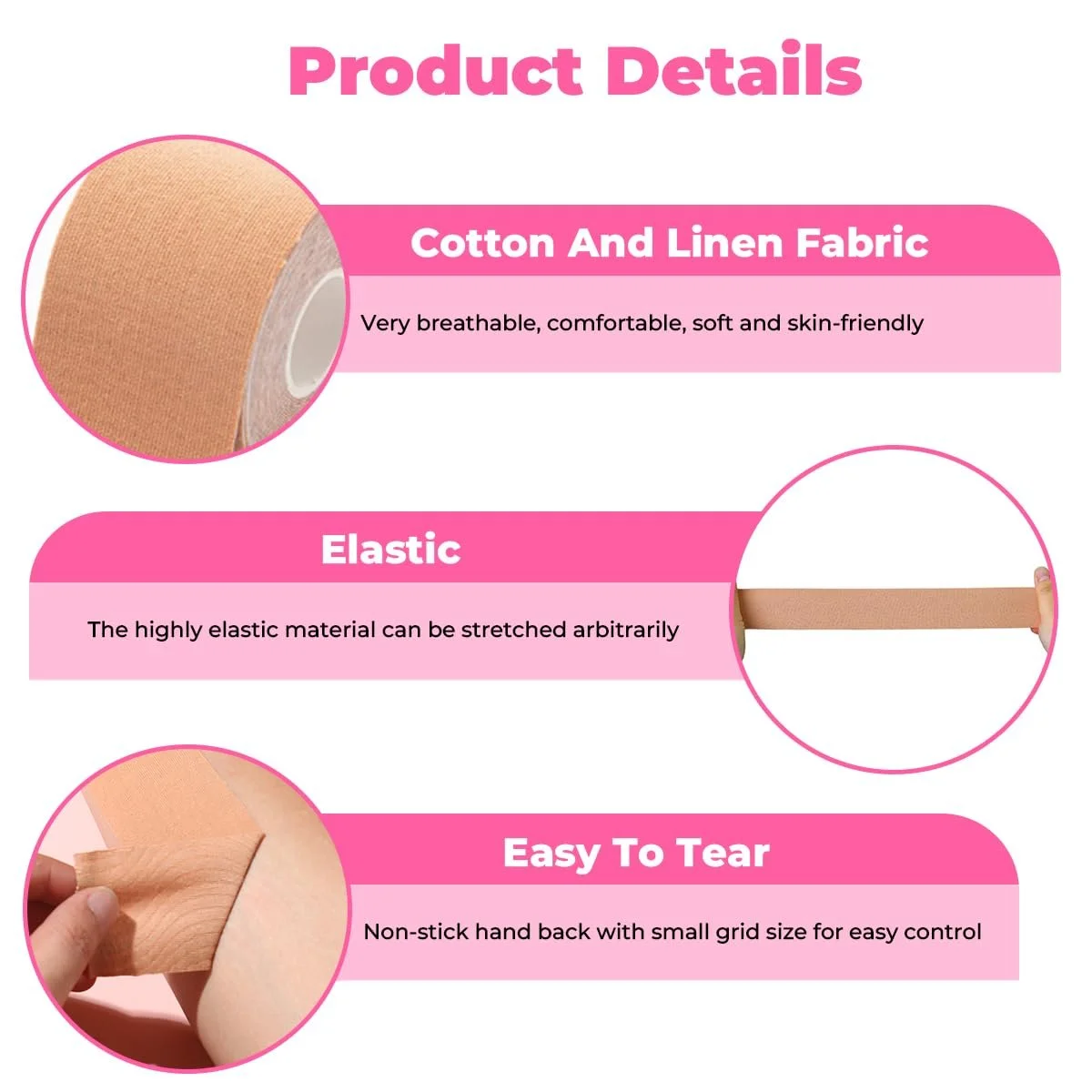 Тейп для підтяжки обличчя 4 шт. 2,5 см x 5 м для контурування обличчя, фото №3