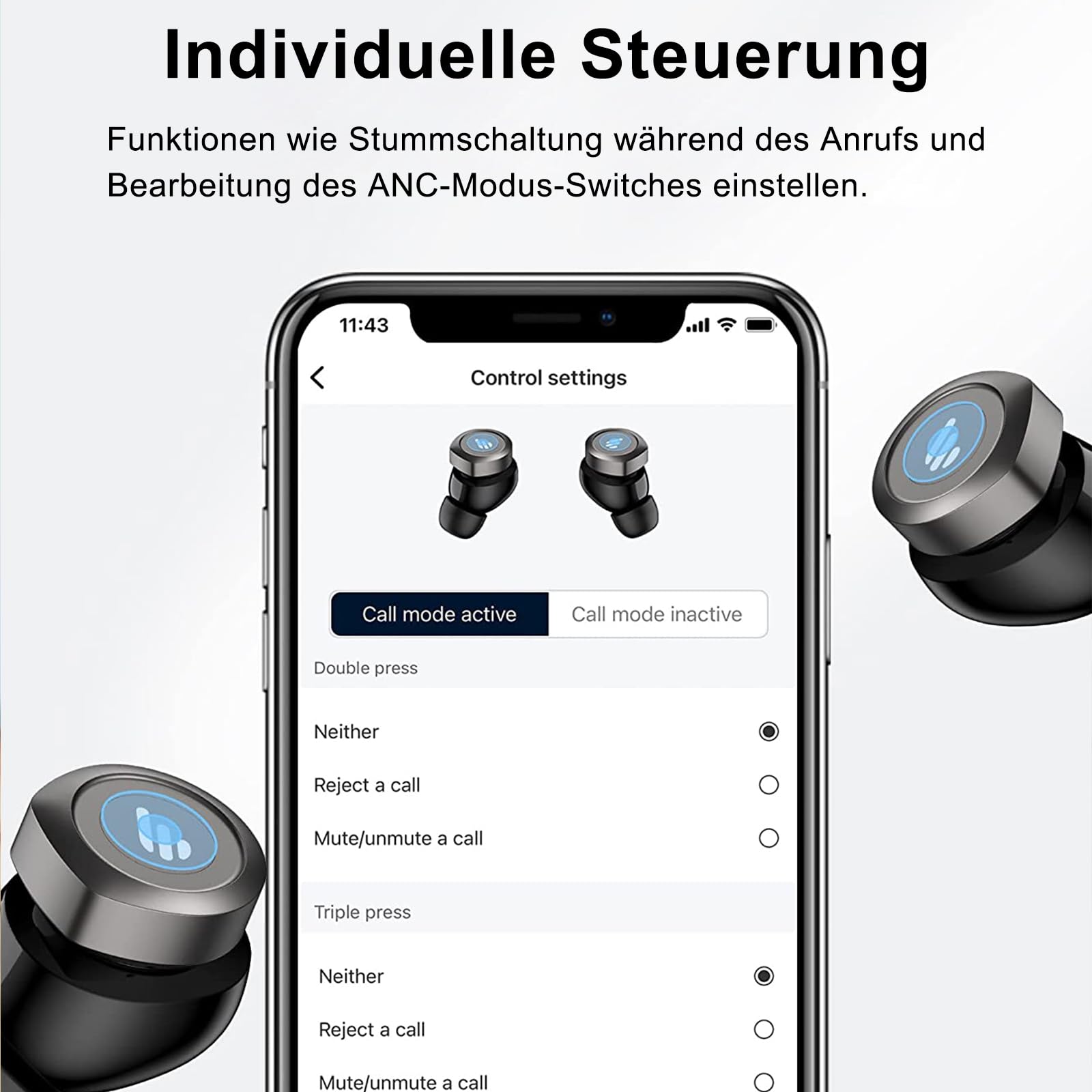 Навушники Edifier W240TN Swell Вкладиші Bluetooth V5.3 Чорні, фото №7 Навушники Edifier W240TN Swell Вкладиші Bluetooth V5.3 Чорні, фото №7