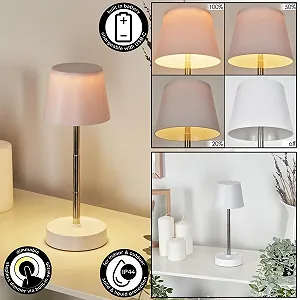 Настільна лампа HOFSTEIN Amien LED димована металева/пластикова 28,5 см CCT акумуляторна IP44 біла/срібляста synthetic.ua - Фото 1