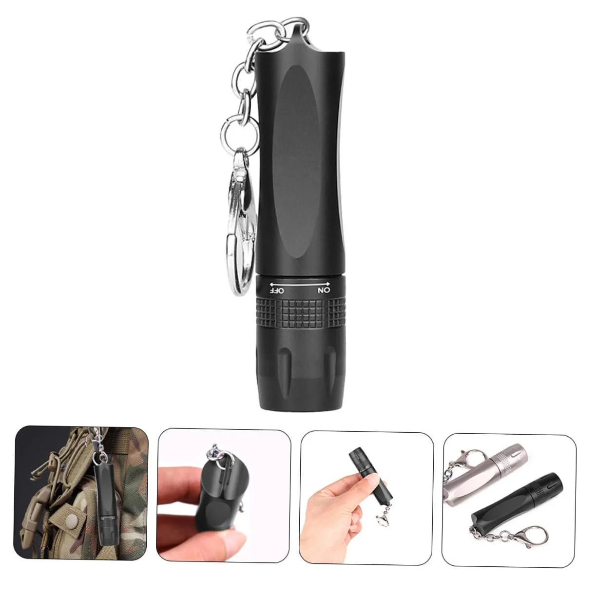 Міні LED ліхтарик-брелок Маленький ручний Сильне світло Чорний, фото №7
