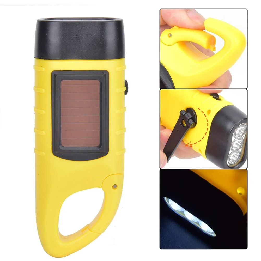 Ліхтарик Alomejor Ручний з сонячною панеллю LED Компактний для надзвичайних ситуацій Зелений ABS пластик Жовтий, фото №9
