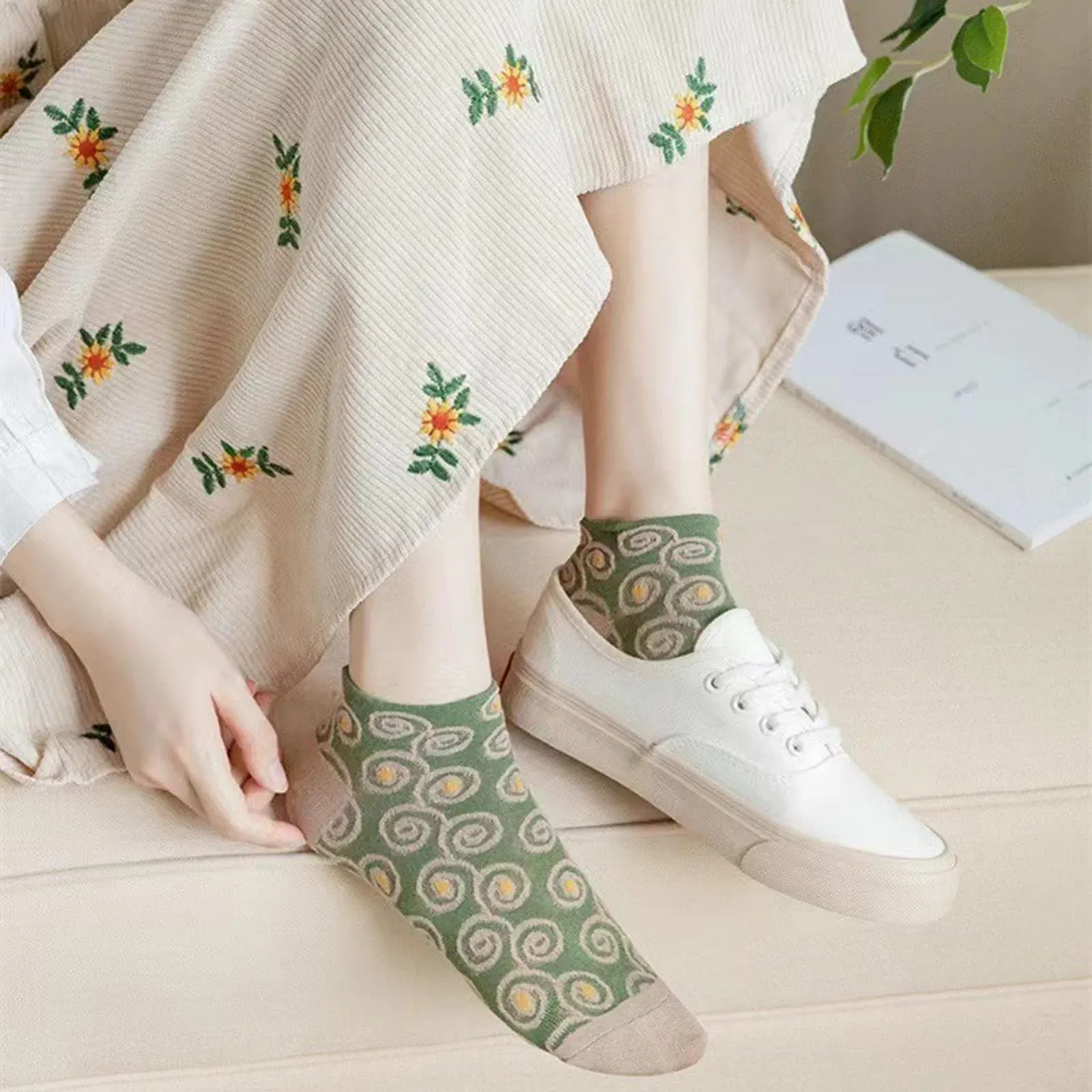 Вишиті шкарпетки Жіночі, Вишиті квіткові вінтажні шкарпетки, фото №4