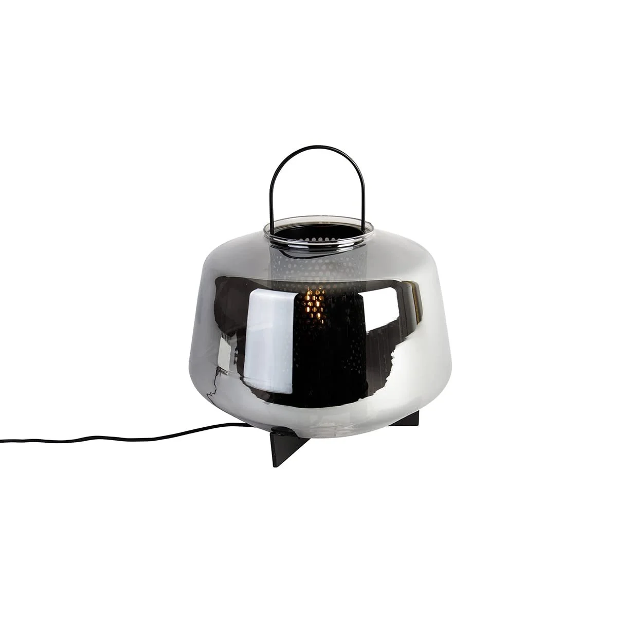 Настільна лампа Qazqa Kevin Art Deco з димчастим склом 30 см E27 Чорний, фото №1