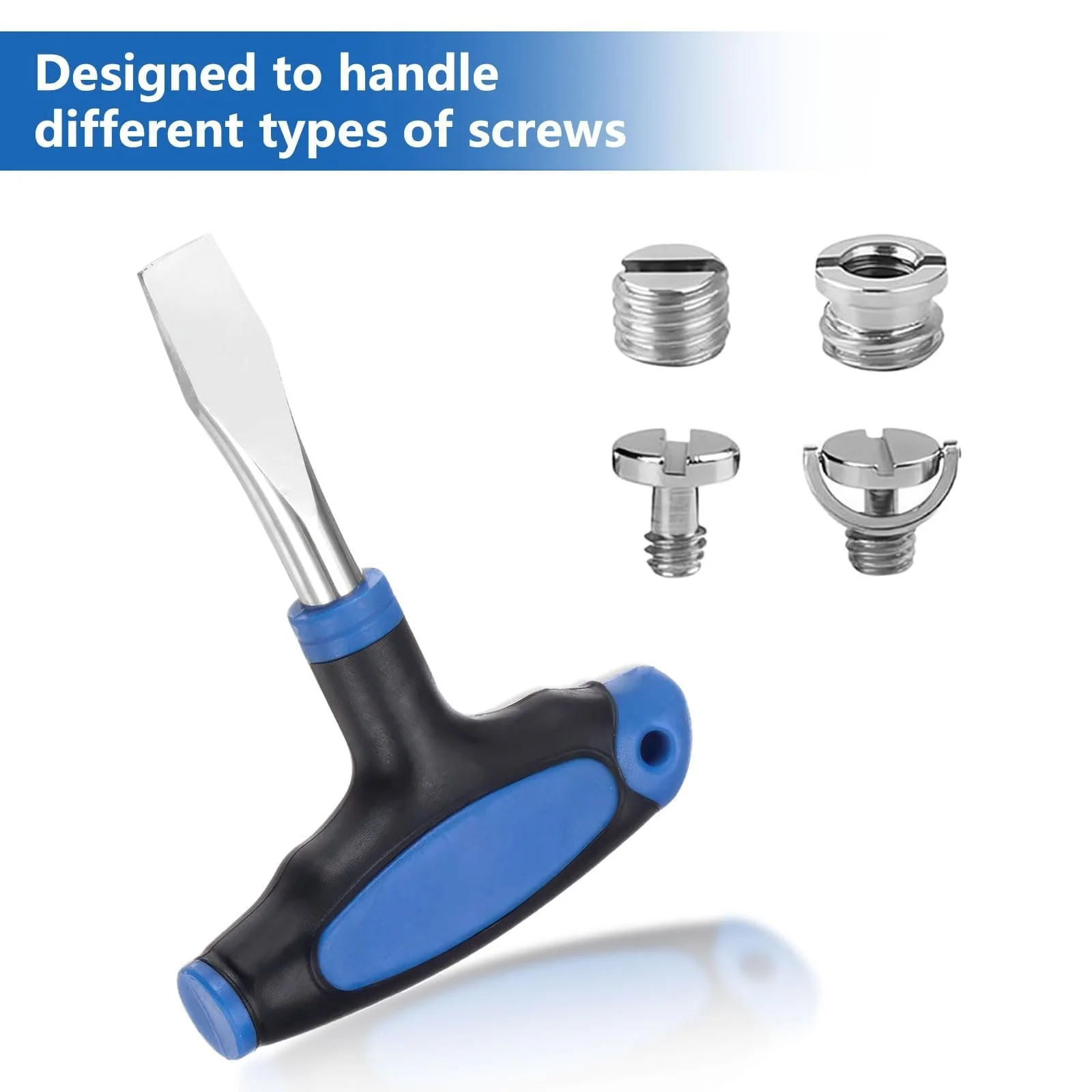 Викрутка шліцова 12 мм з T-подібною рукояткою вуглецева сталь Синій Чорний, фото №4