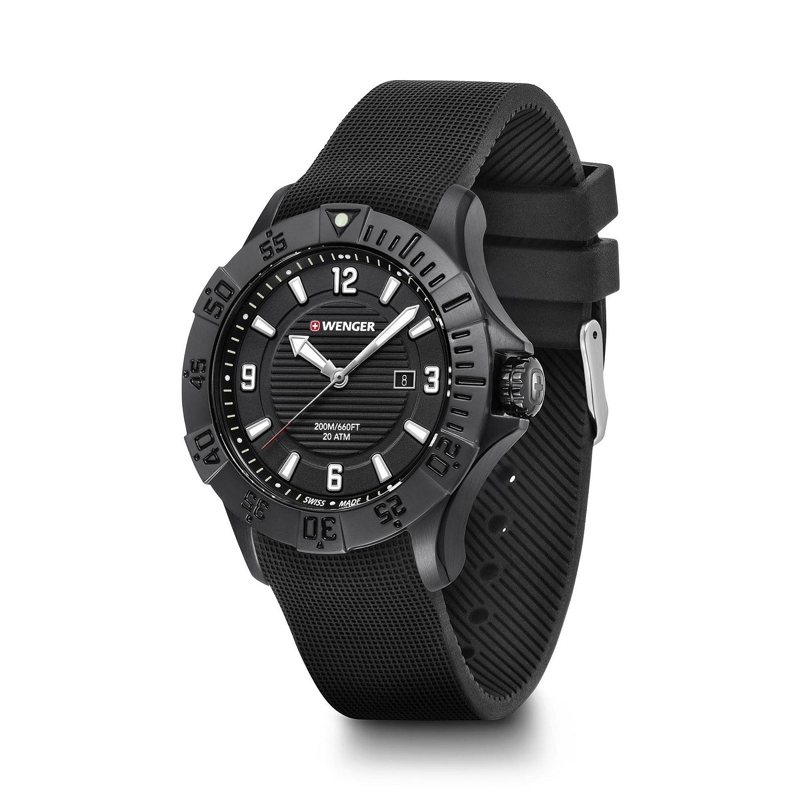 Часы WENGER Seaforce 01.0641.134 Мужские Диаметр 43 мм Swiss Made Аналоговые Кварцевые Водонепроницаемые до 200 м Силиконовый Ремешок Черные, фото №2