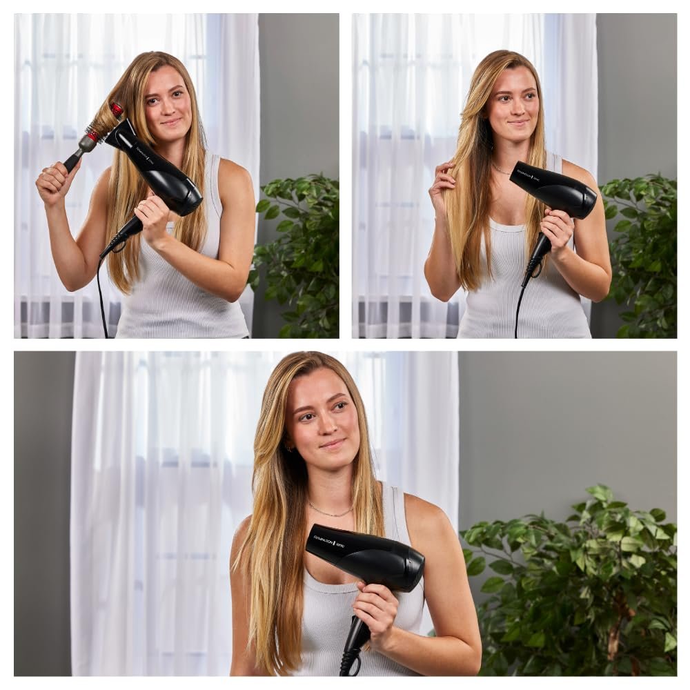 Фен Remington Ionic D3198, 2200 Вт, кольцо с керамическим покрытием Ion Care: мягкая укладка и равномерное распределение тепла, 3 режима нагрева и 2 отдельных режима вентилятора + режим холодного воздуха, 2 насадки, фото №8
