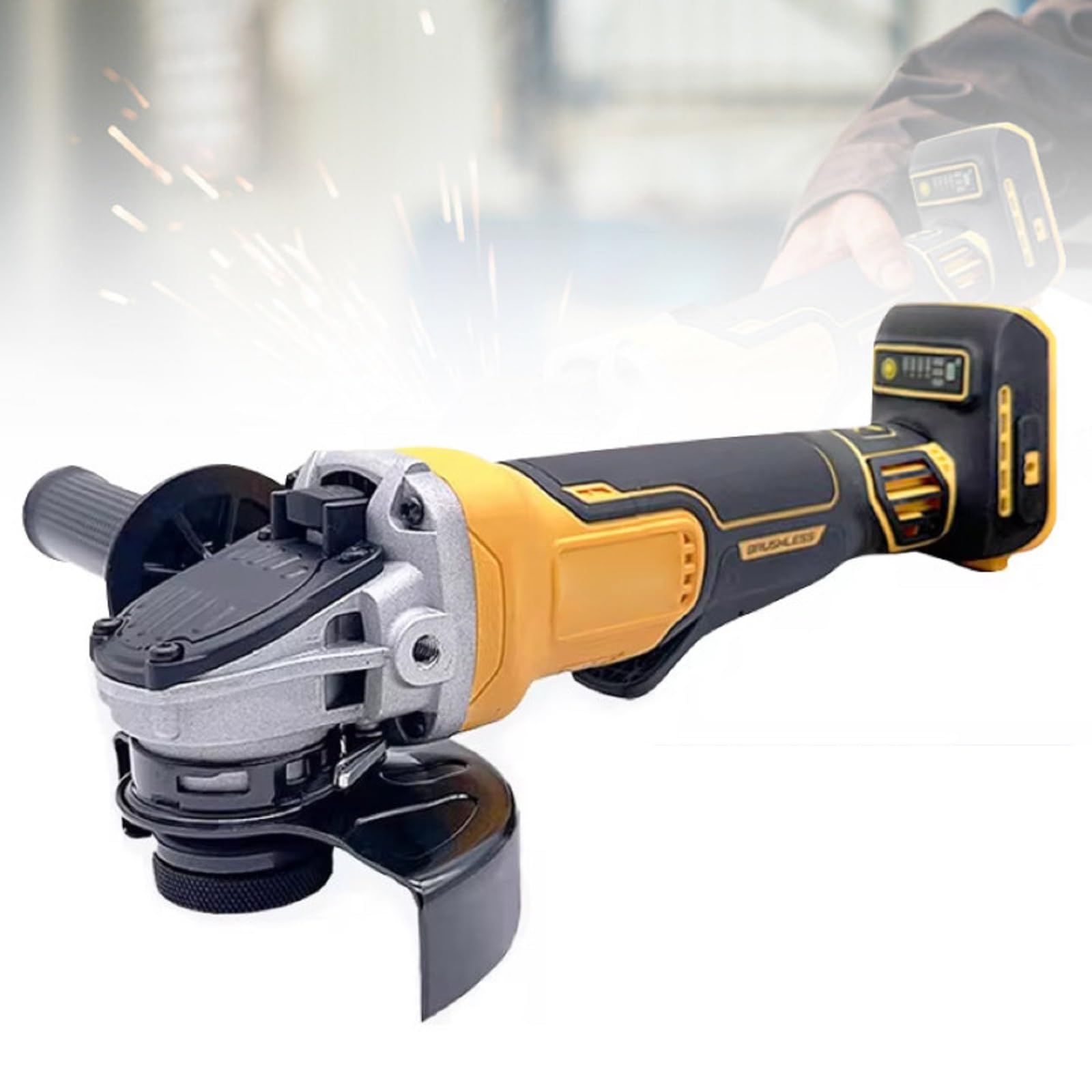 Угловая шлифмашина Аккумулятор 20В 12000RPM для батареи Dewalt Электрическая шлифмашина 125 мм Бесщеточная для резки плитки Полировка (без батареи), фото №1