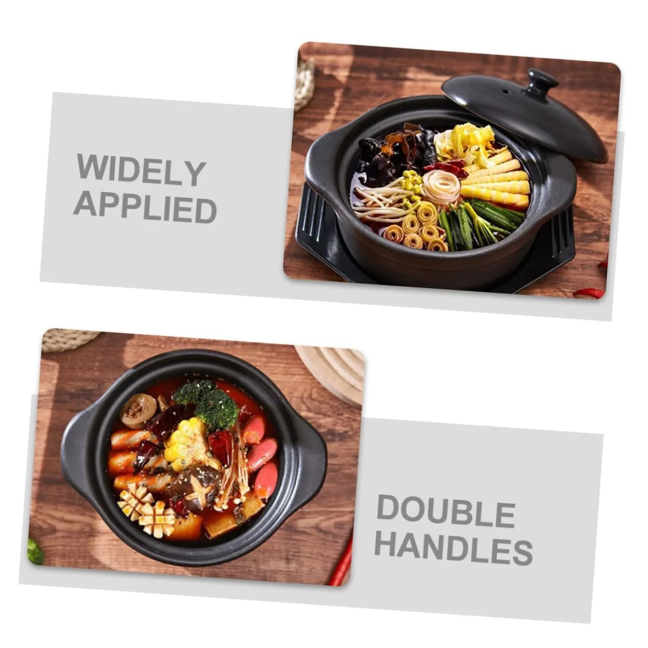 Керамічна каструля BESPORTBLE термостійка з кришкою та подвійною ручкою для дому, фото №7