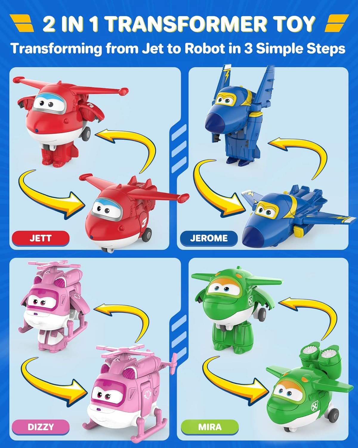 Фигурки Transform-a-Bots Alpha Group Co., Ltd. Super Wings World Airport Crew Series 1 Коллекционный набор 15 штук 5,1 см, фото №3