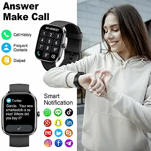 Смарт-часы 1.91 Inch HD с Bluetooth-звонками, с 110+ спортивными режимами, монитор сердечного ритма SpO2, монитор сна, шагомер, IP68 водонепроницаемые для Android iOS synthetic.ua - Фото 1