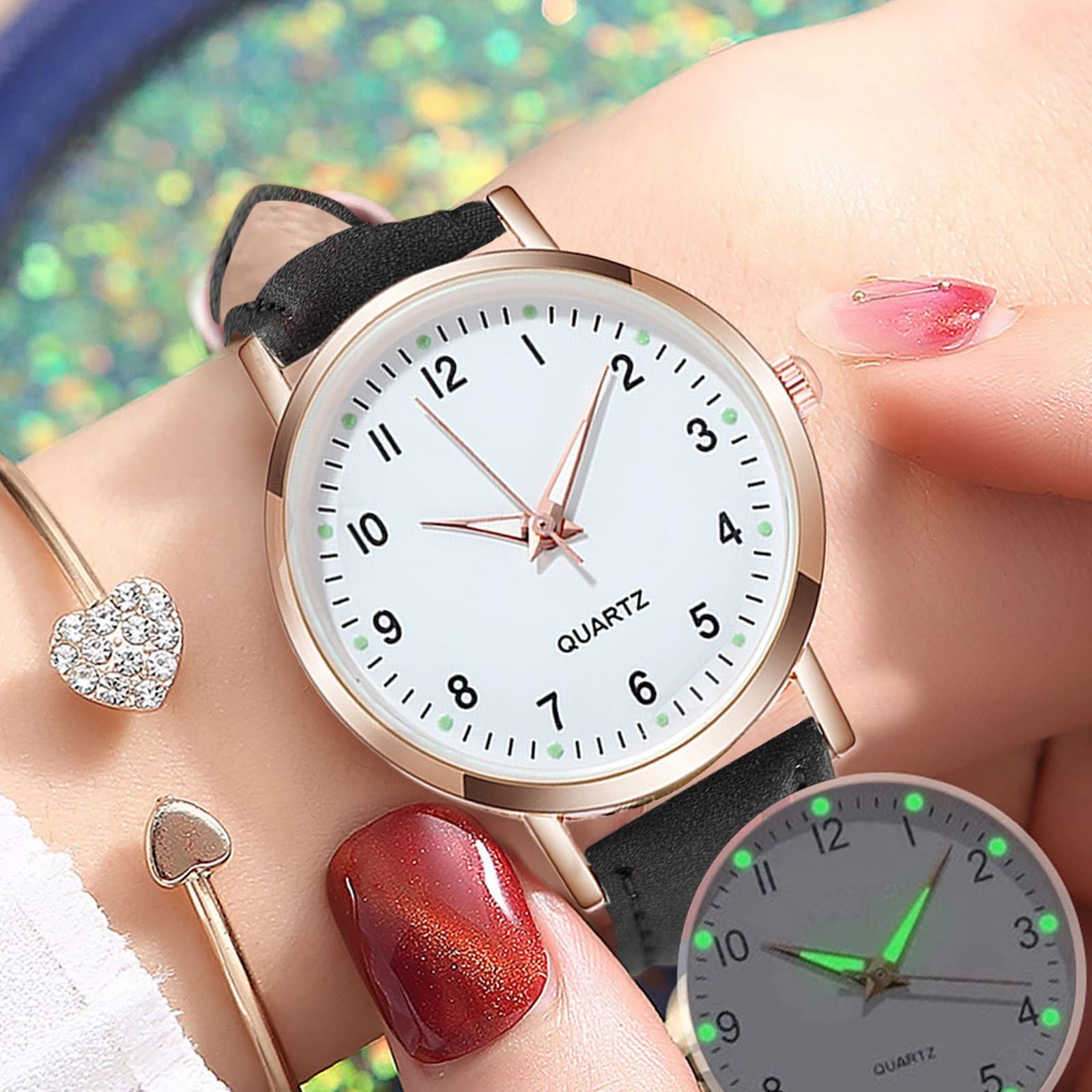 Жіночий кварцовий годинник Generisch з аналоговим дисплеєм, ремінцем зі шкіри, фото №3