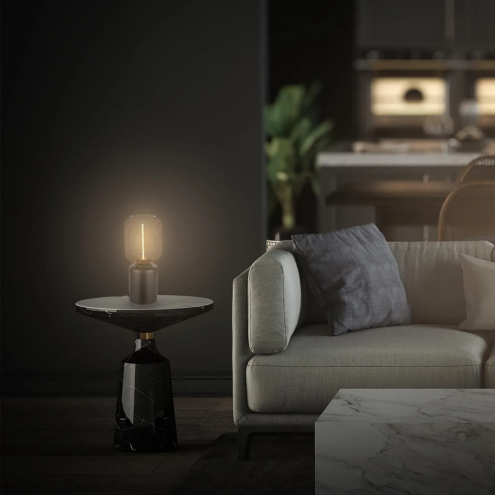 Настольная лампа BRILONER с проволочной сеткой, кабельный выключатель, теплый белый свет, 10 x 25 см, черная, фото №8