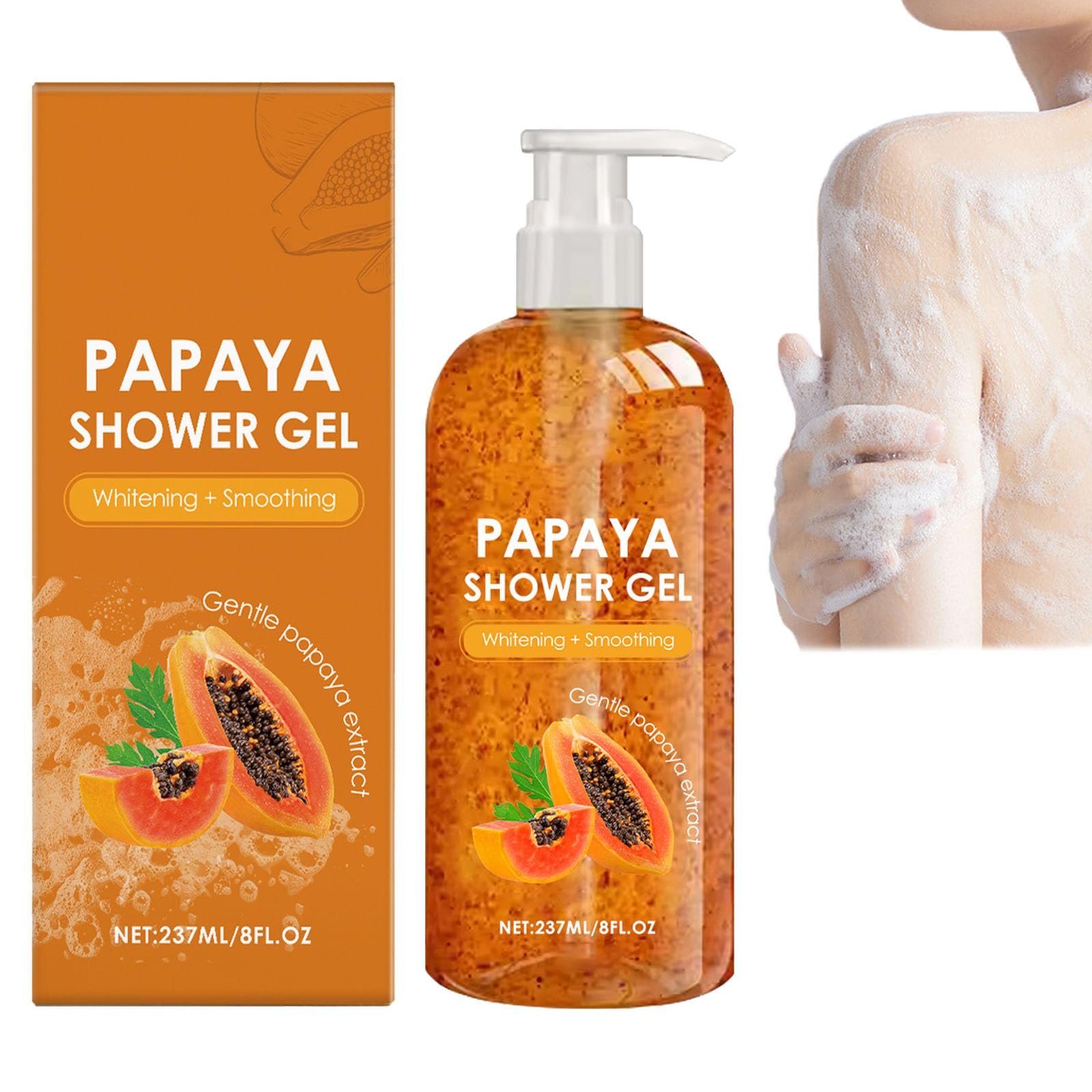 Гель для душу Papaya Whitening з ефектом пілінгу та відбілювання для темної шкіри, фото №1